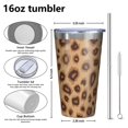 thumbnail image 4 of 16oz Tumblers Leopard Pattern Stainless Steel Vacuum Insulated Double Wall Travel Tumbler Cups Mug with Lid and Straw,Cleaning Brush for Coffee,Tea, 4 of 4