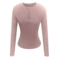 thumbnail image 4 of Top for Women Crewneck Ribbed Red Long Sleeve Tee Shirts for Women Basic Tops Womens Fall Work Tops, 4 of 4
