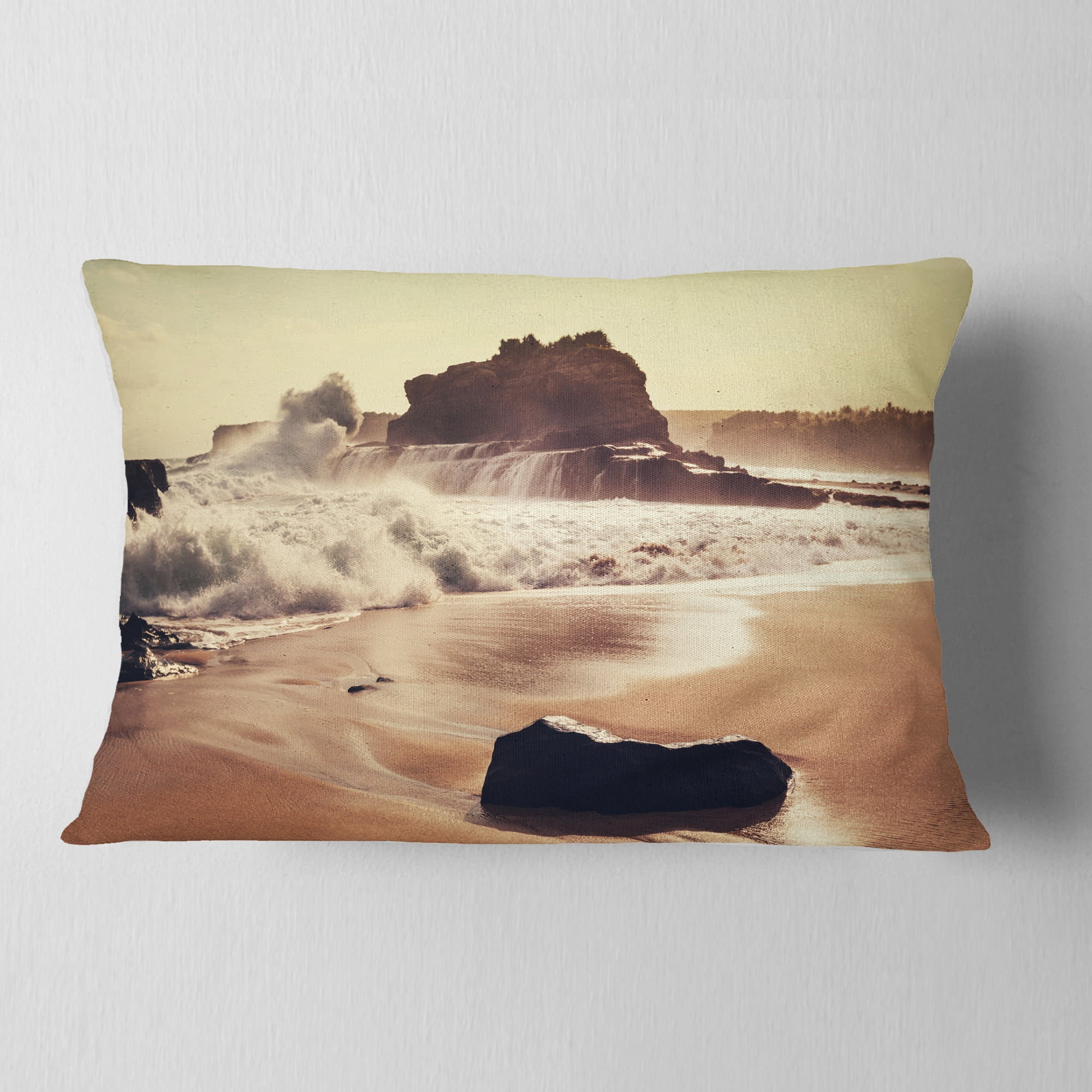 Designart 12" x 20" Brown Polyester Throw Pillow