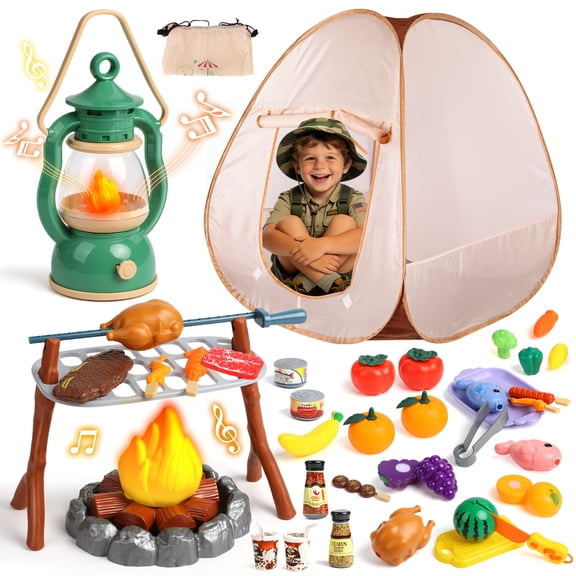 Freecat Kids Tent Set with 49 Pieces, Indoor Pop-up Play Tent for Toddlers Girls 3-6 Years,  Christmas Birthday Gift for Kids Girls 3-6 Years.
