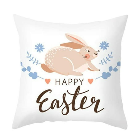 

Pgeraug Easter Day Linen Pillowcase for Home Decoration 18x18 Inches D
