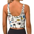 thumbnail image 3 of Fotbe Aabstract Eyes Pattern Womens' Sports Bra Longline Wirefree Padded with Medium Support Sports Moisture-Wicking Workou Vest,Tank Top-Small, 3 of 9