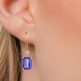 thumbnail image 3 of Gem Stone King 14K Yellow Gold Blue Tanzanite and Lab Grown Diamond Earrings for Women | 4.73 Cttw | Gemstone December Birthstone | Octagon 9X7MM, 3 of 6