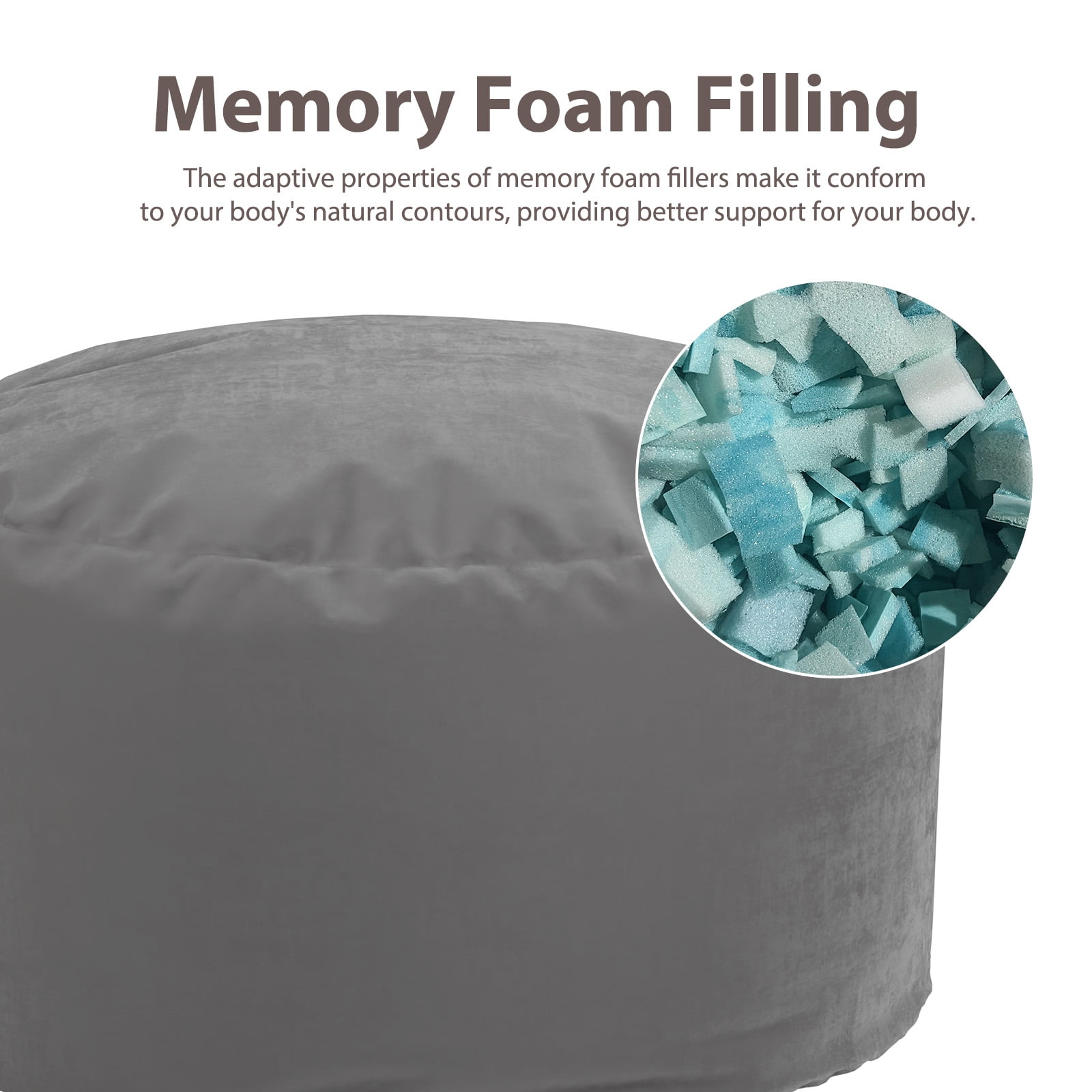CONCETTA 3ft Sofa Bean Bag Chair , Oversized Beanbag for Adults with Soft Removable Cover, Dark Gray