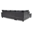 thumbnail image 5 of Contemporary Home Living Tufted Reversible Faux Leather L-Shape Sectional Sofa - 111" - Dark Brown, 5 of 6