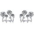 thumbnail image 3 of MYSTICPOEM Mushroom/Rose Cross 925 Sterling Silver Earrings Stud Claw Earrings Cuff Cute Gothic Jewelry for Women Gift…, 3 of 10