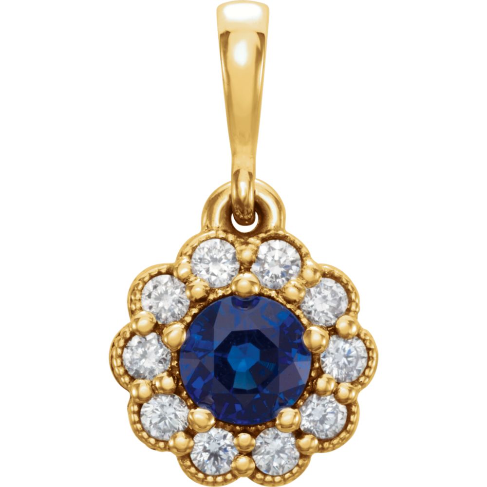 14k Yellow Gold Polished Blue Sapphire 