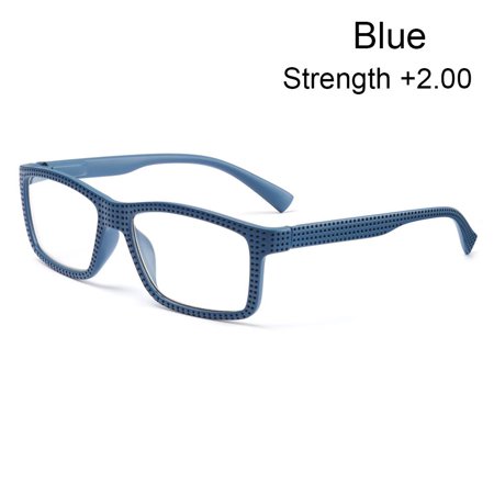 Fashion Simple Men Ultralight PC Frame Reading Glasses Presbyopia Eyeglasses Far Sight Eyewear BLUE STRENGTH +2.00