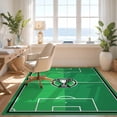 thumbnail image 3 of Design&I 9'x12' Washable Area Rug Sleek Flatweave Pet Friendly Soccer Football Field Pitch Boundary Stripes Ground Cover Door for Master Suite, Under Bed, 3 of 7