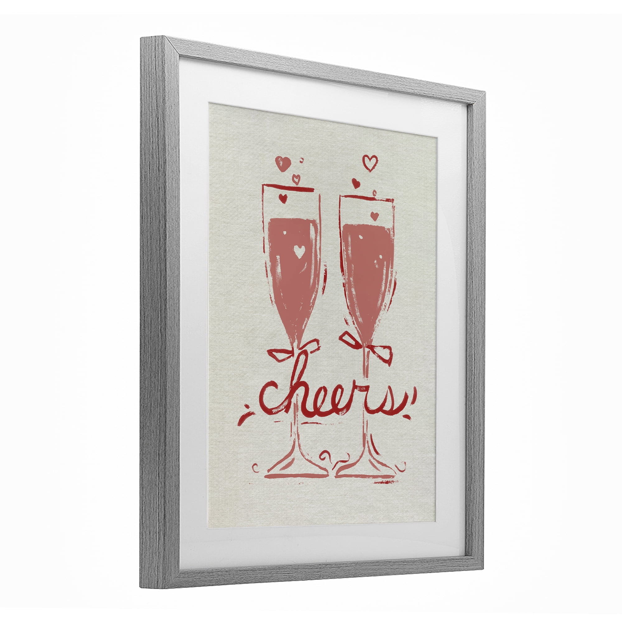 Stupell Industries Romantic Cheers To Love Gray Framed Print Under Glass, design by June Erica Vess