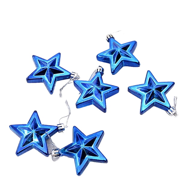 Decoración de estrellas de plástico Injueey 6 piezas para árbol de Navidad interior dorado plateado rojo Azul rosa rojo