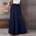 thumbnail image 3 of Women's Maxi Skirt A Line Tiered Long Elastic Waist High Swing Beach, 3 of 9