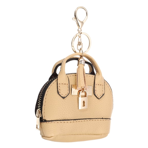 Uxcell Mini Tote Bag Keychain, 1 Pcs Cute Coin Purse Keychain PU Leather, Earthy Yellow
