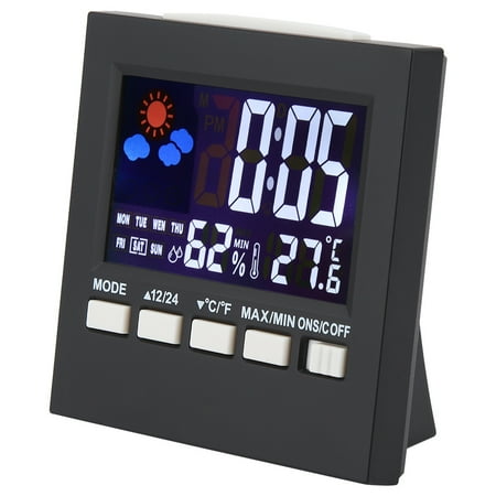 NFTIGB Digital Alarm Clock with Sound Control Backlight, Multipurpose Thermometer Hygrometer Weather Station for Home Office, 3.78x3.78x1.57 inches / 9.6x9.6x4 cm