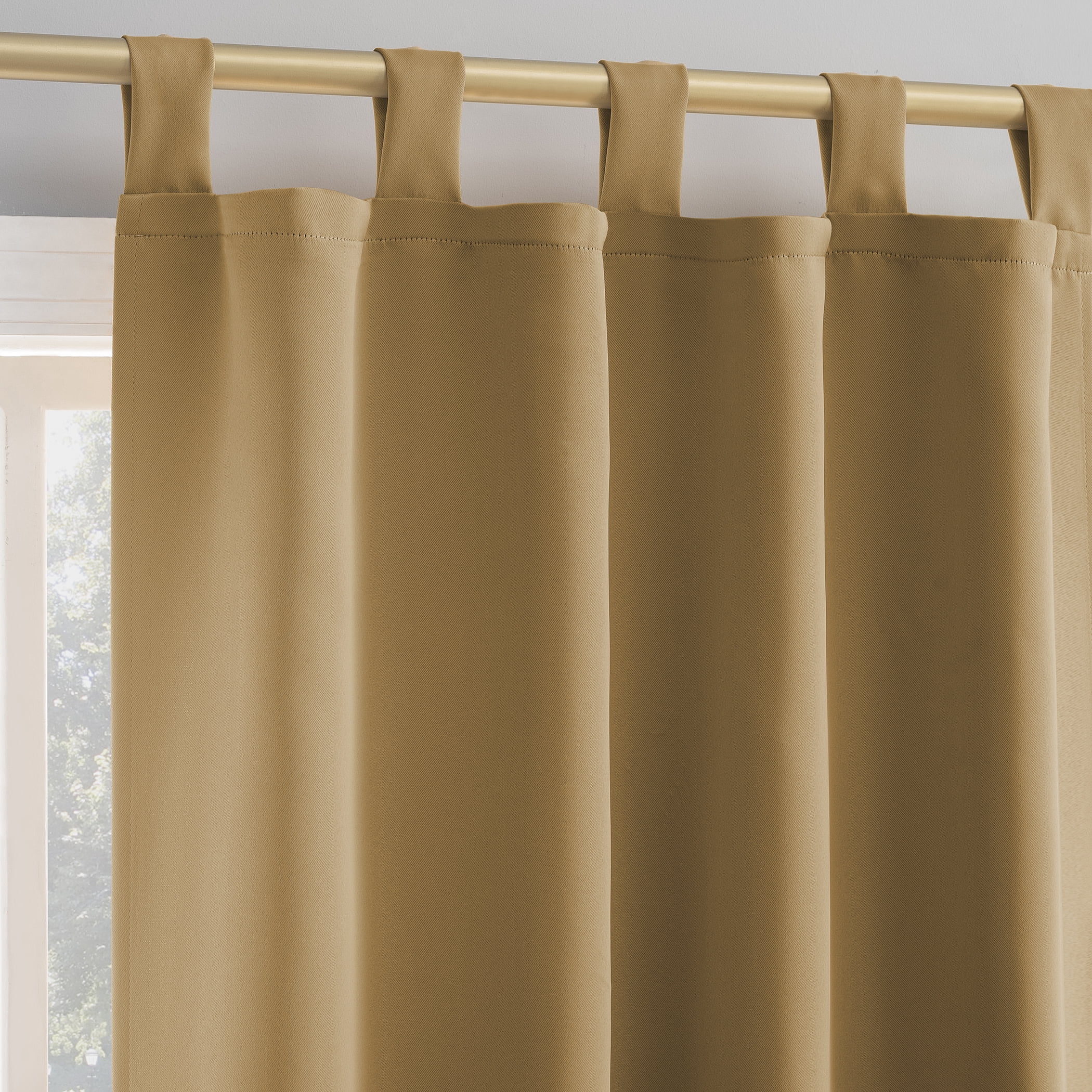 Sun Zero Brant 1-Piece Energy Saving Blackout Tab Top Curtain Panel, 40"x95", Gold