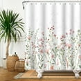 thumbnail image 3 of SUNOLIFE Floral Shower Curtain Spring Flowers with Herbs Waterproof Fabric Bathroom Curtain 72x78 in, 3 of 4