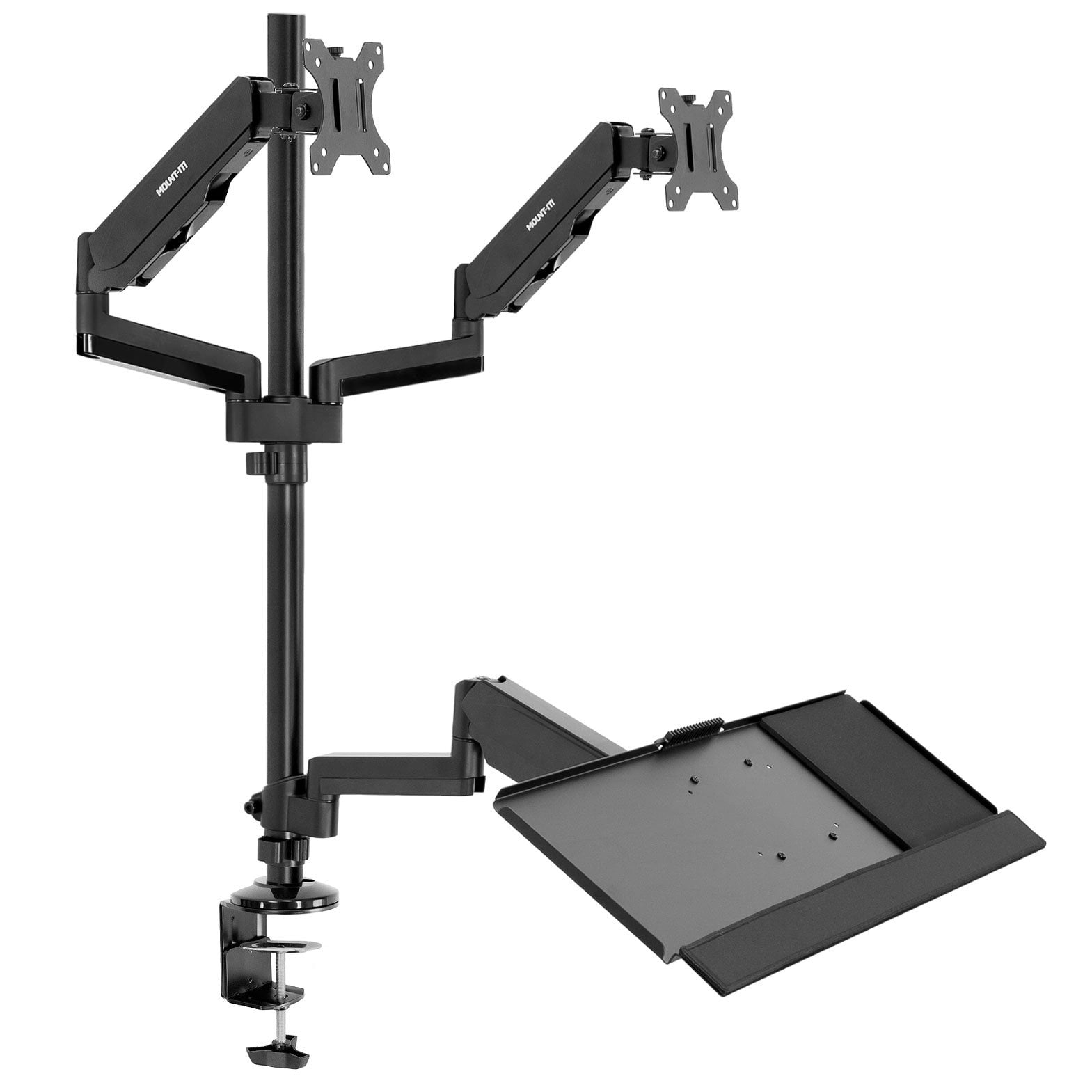 Mount-It! Dual Monitor Sit-Stand Desk Mount with Keyboard Tray | Fits