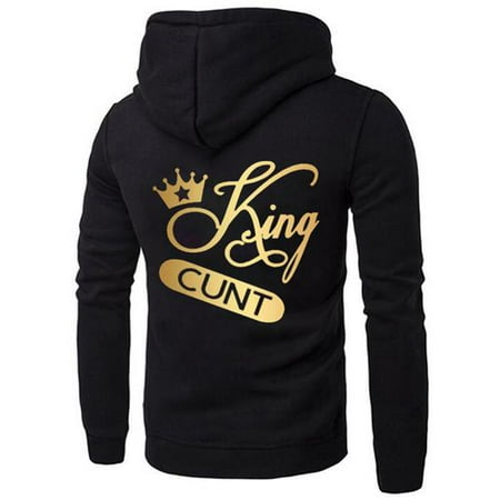 Kings Father Christmas Lyrics KABOER King Queen Couple Hoodie Sweater Creative Back Print Sweater Hoodie Pullover Valentine's Day Gift Dad Mom Gift ()