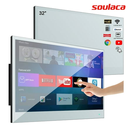 Soulaca 32" inches Full Touchscreen Smart LED TV Mirror Vanishing Built-in WiFi Android Television DTV ATSC 2023