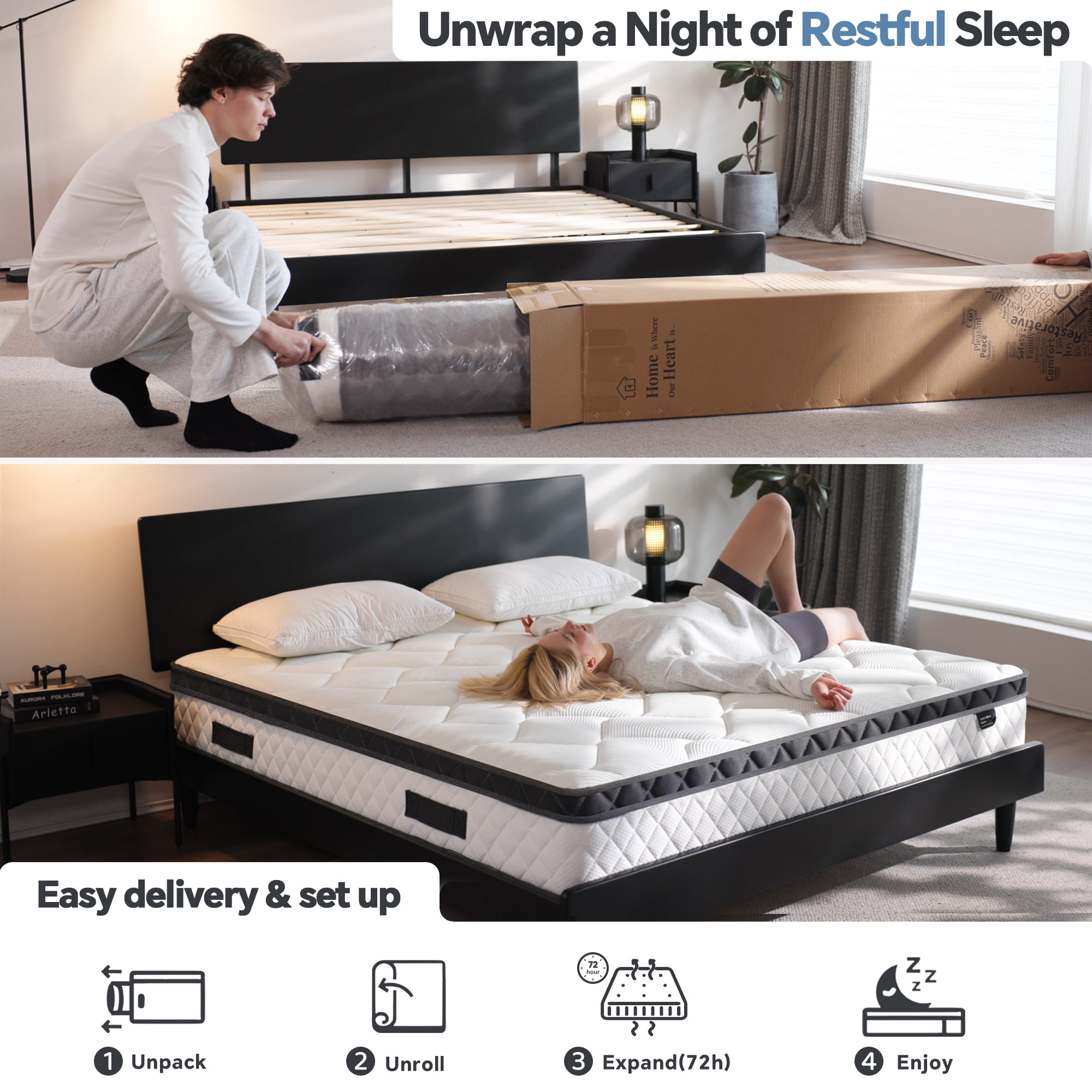 Blinddarm 10 Inch Twin Hybrid Memory Foam Mattress, Medium Firmness, Mattress in A Box, CertiPUR-US