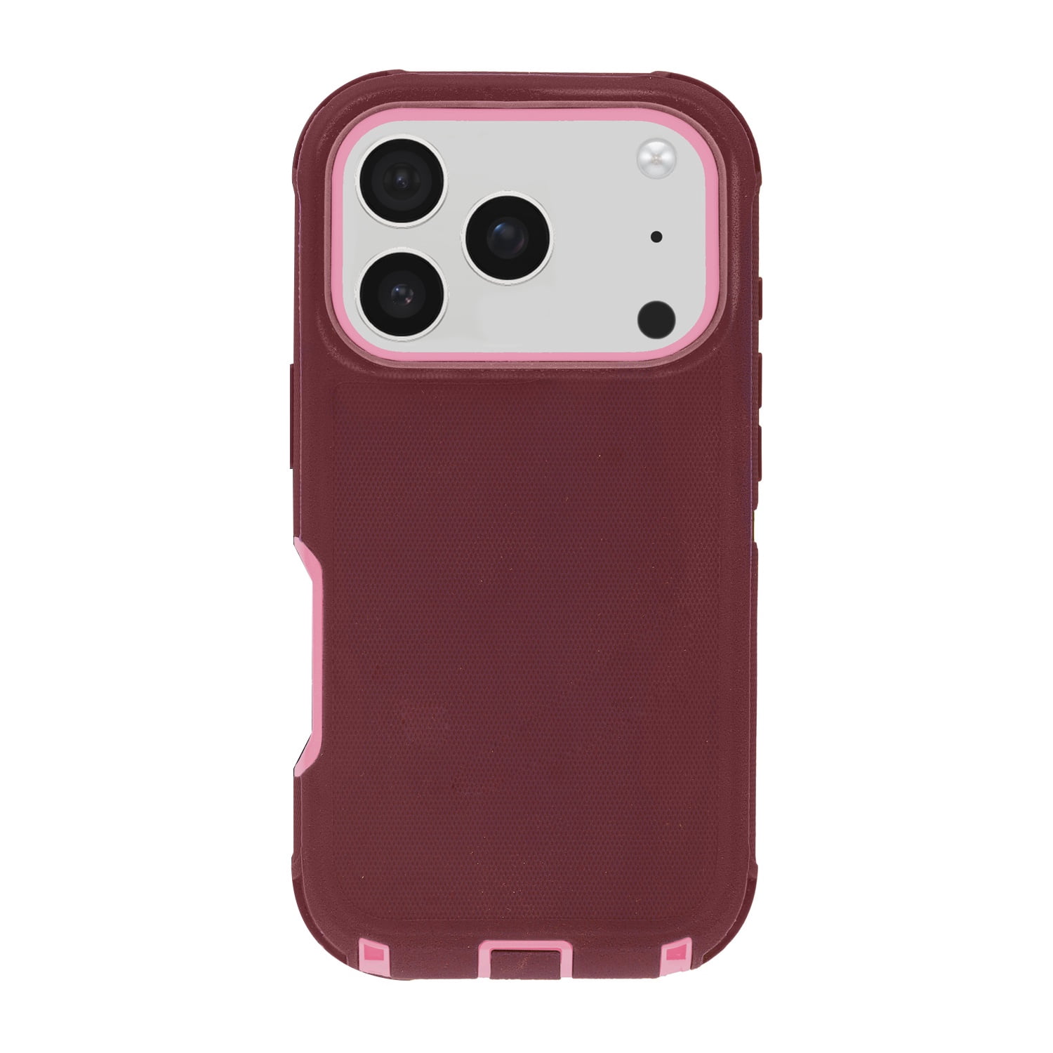 Full Body Heavy Duty Case for iPhone 17 Pro Max - Maroon and Pink