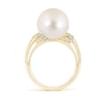 thumbnail image 2 of ANGARA Freshwater Cultured Pearl Ring with Pave-Set Diamonds in 14K Yellow Gold for Women | June Birthstone, Birthday, Anniversary, Jewelry Gift for Women | Pearl Ring, 2 of 9