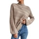 thumbnail image 1 of Suéter con cuello simulado Tejido de cable Color puro Hombro caído Manga larga Suéter de ajuste casual para mujer Caqui S, 1 of 6