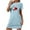 Blue, variant on JIUKE Womens Nightgown Short Sleeve Nightdress Cute Printed Crew Neck Knee Length Nightshirts Sleepwear