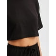 thumbnail image 4 of 2 Pieces: Crew Neck Relaxed Crop Top & High Waist Drawstring Maxi Skirt, 4 of 5