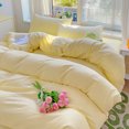 thumbnail image 5 of Juego de cama de color sólido de estilo INS de alta calidad, ropa de cama de algodón lavado, funda de edredón amarilla, sábana plana, funda de almohada, ropa de cama para niñas, 5 of 5