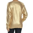 thumbnail image 4 of RALPH LAUREN Womens Gold Faux Leather Long Sleeve Boat Neck Tunic Party Top  Size: XL, 4 of 4