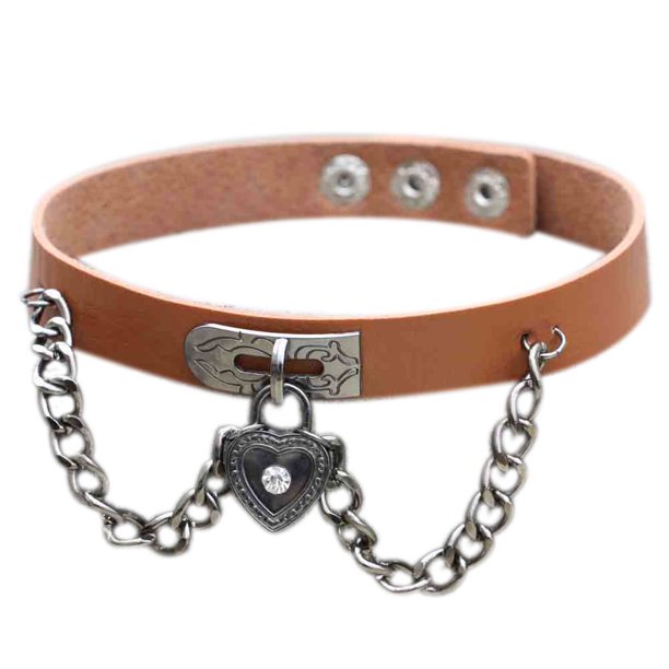 Minnieouse Punk PU cuero gargantilla cadena colgante corazón collares mujeres niñas gargantilla señora regalo joyería Ropa, zapatos y accesorios Miscelánea Café ligero Minnieouse PS11278-10