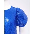 thumbnail image 5 of Doomiva Girls Disco Party Glitter Tops Sequin T-Shirts Hip Hop Jazz Dance Blouse Birthday Performance Cos tume Blue 16, 5 of 7