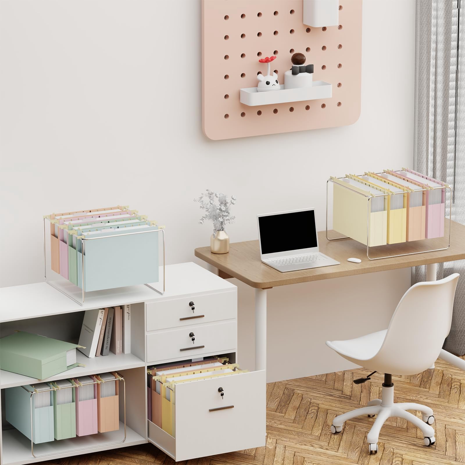 Plastic Extra Capacity Hanging File Folder Letter Size Expanding Hang With Tab Heavy Duty 2" Expansion Accordian Pocket 12 Pack Reinforced Pastel Color Filing Cabinet Folders No Assembly