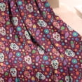 thumbnail image 3 of Purple Colorful Skull Flower Pattern Blanket,Comfortable Soft Flannel Throw Blanket,All Season,Warm Lightweight Blankets for Sofa Bed Couch Living Room Chair,50"x60", 3 of 4