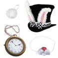 thumbnail image 1 of Disfraz de conejo blanco de Tigerdoe con sombrero de copa, nariz, cola y reloj, 1 of 8