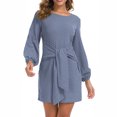 thumbnail image 1 of Vestido De Cóctel, Vestido Corto De Manga Farol Larga Color Puro Elegante Cómodo Para Citas ANGGREK Celeste XL, 1 of 6