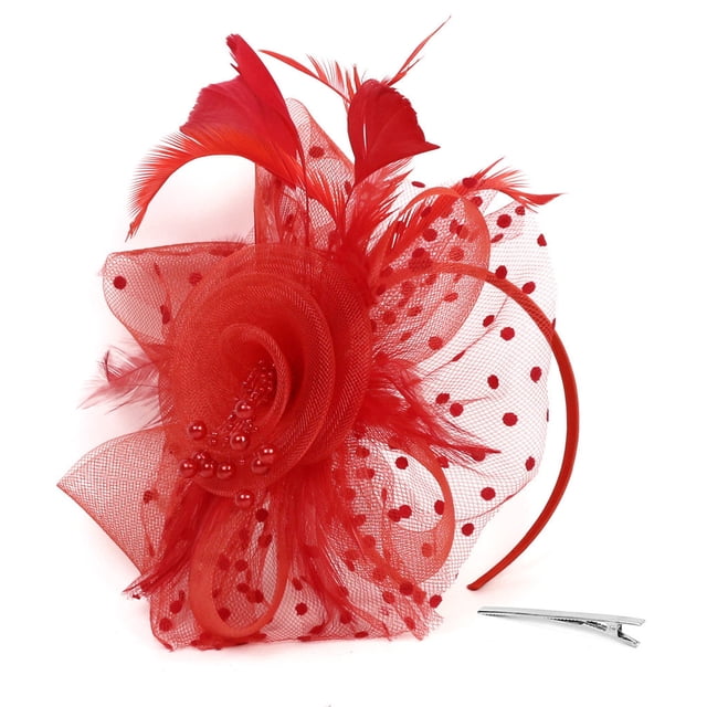 Aocisk Coiffe Charleston à Perles pour Fête Nuptiale et Grands Événements Rouge Taille Unique