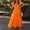 Orange, variant on Baqcunre Womens Dresses New V Neck Summer Fashion Ruffle Short Sleeve Large Swing Mid Length Dress Summer Dresses 2023 Midi Dresses For Women Blue Dress L