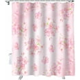 thumbnail image 6 of Fabric Shower Curtain for Bathroom, Pink Floral Custom Shower Curtain Set with Hooks, Luxury Bathroom Curtains, Spring Waterproof Polyester Bathroom Accessories, 72x72inch, 6 of 6
