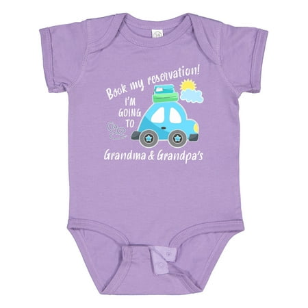 

Inktastic Book My Reservation! I m Going to Grandma and Grandpa s Gift Baby Boy or Baby Girl Bodysuit