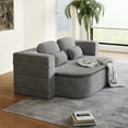 thumbnail image 2 of BUIORD 75" Convertible Loveseat Sofa, 2-in-1 Foldable Sleeper Sofa Bed with Multi Functional Blanket, Corduroy Floor Sofa for Living Room Bedroom, Gray, 2 of 9