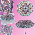 thumbnail image 5 of Clear Vintage Parasol Umbrella, Stained Glass Umbrella, Full Automatic Clear Ribs Umbrella, Totes Tri-fold 8 Umbrel Foldable, 5 of 7