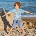 thumbnail image 3 of FORMRS Boys Rash Guard with Short Sleeves UPF 50+ Swim Shirts Sizes 3-12T, Blue Halloween Ghosts, 3 of 6