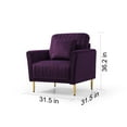 thumbnail image 7 of Velvet Channel Tufted Accent Chair, Modern Upholstered Single Sofa Chair with Gold Legs, Comfy Club Chair Round Arm Sofa Reading Chair Makeup Chair for Bedroom Living Room Office and Reception, Purple, 7 of 7