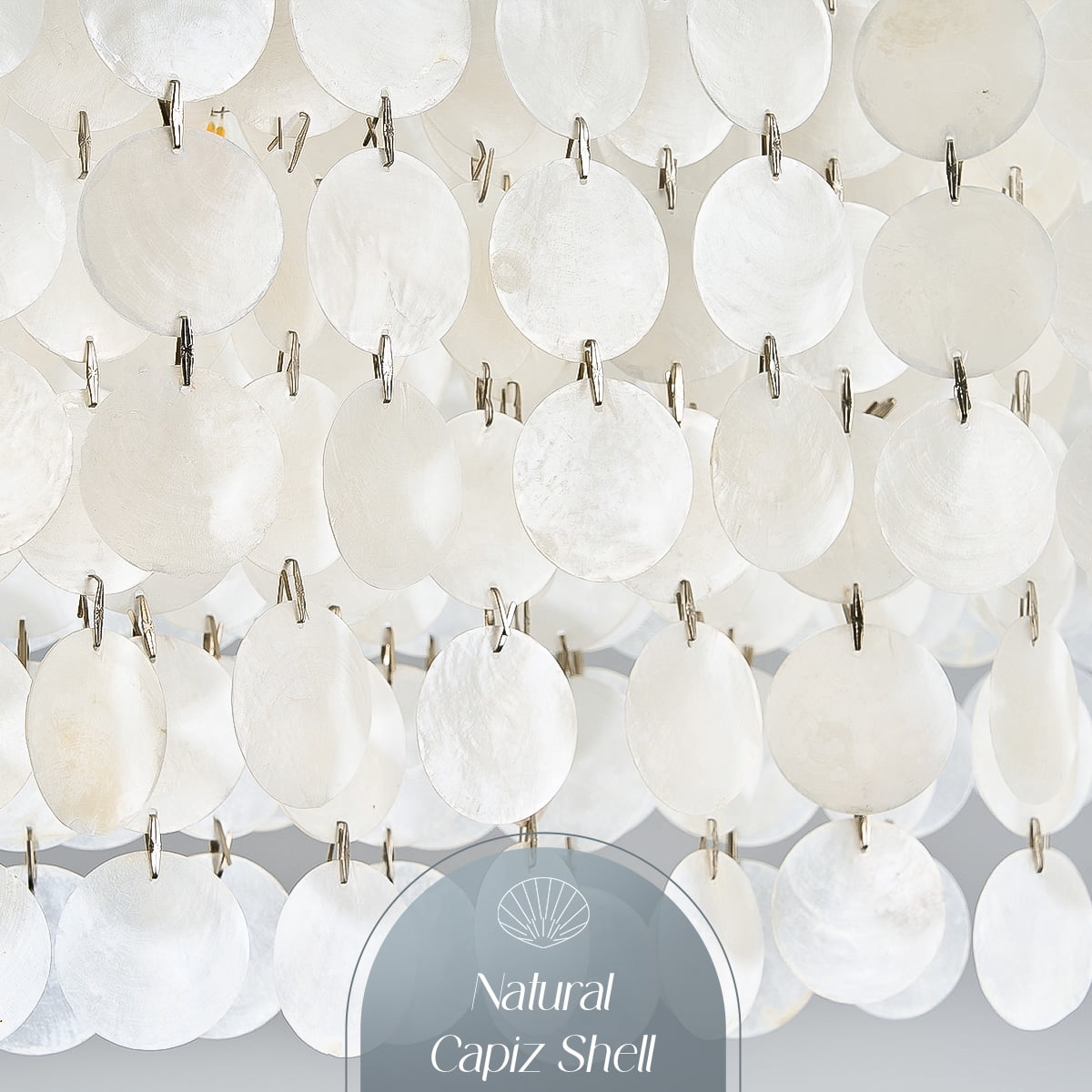 Coastal Chandeliers for Dining Room, Capiz Shell Light Fixture Over Table, 6-Light Height Adjustable Hanging Pendant Light Fixtures for Kitchen Island, Living Room, Bedroom, Bathroom,L42''
