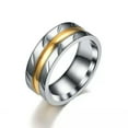 thumbnail image 5 of 8mm Silver&Gold Groove Band Men's Titanium Steel Fashion Jewelry Ring Size 7-13, 5 of 8
