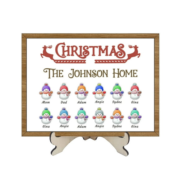 Custom Family Names Wood Sign, Personalized Christmas Home Decor, Christmas Gifts for Mom Grandma Dad Grandpa, Customized with 6-12 Names