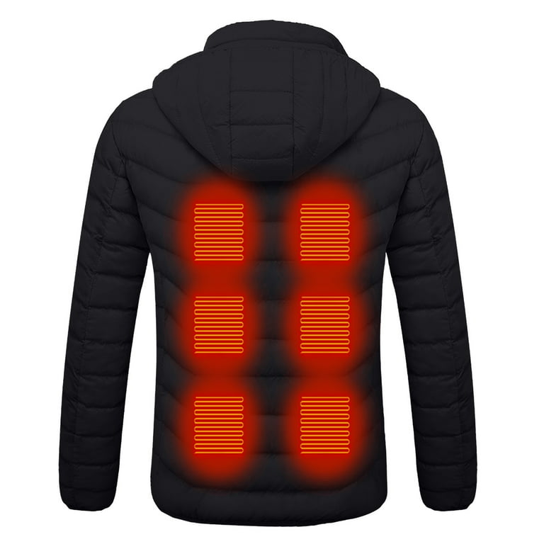 Xysaqa Heated Jacket for Men Women Big Tall Winter Outdoor Soft Jackets Electric Heating Coat with Pockets and Detachable Hood S 6XL