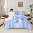 thumbnail image 4 of Manfei Teens Female Kawaii Bow Knot Bedding Comforter Set 2pcs,Dreamy Princess Twin Comforter Sets Microfiber,Love Heart Print Stripes Breathable Bedding Set,Lightweight Room Decor,Reversible, 4 of 8